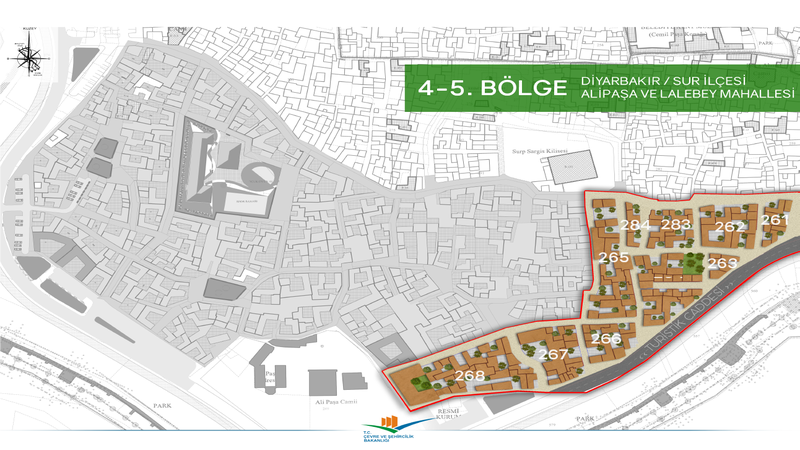 ÇEVRE VE ŞEHİRCİLİK BAKANLIĞI-Diyarbakır İli Sur İlçesi, Alipaşa, Lalebey 4. Ve 5. Bölgedeki Yeni Yapıların Proje İşi (28.177,16 m2)